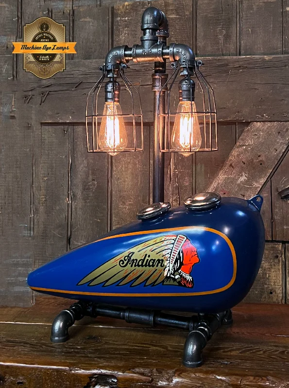 Industrial Lighting for Chemical PlantsSteampunk Industrial / 1938 Indian Scout Gas Tank Lamp / Motorcycle Lamp #4006 sold Industrial Lighting for Chemical PlantsSteampunk Industrial / 1938 Indian Scout Gas Tank Lamp / Motorcycle Lamp #4006 sold