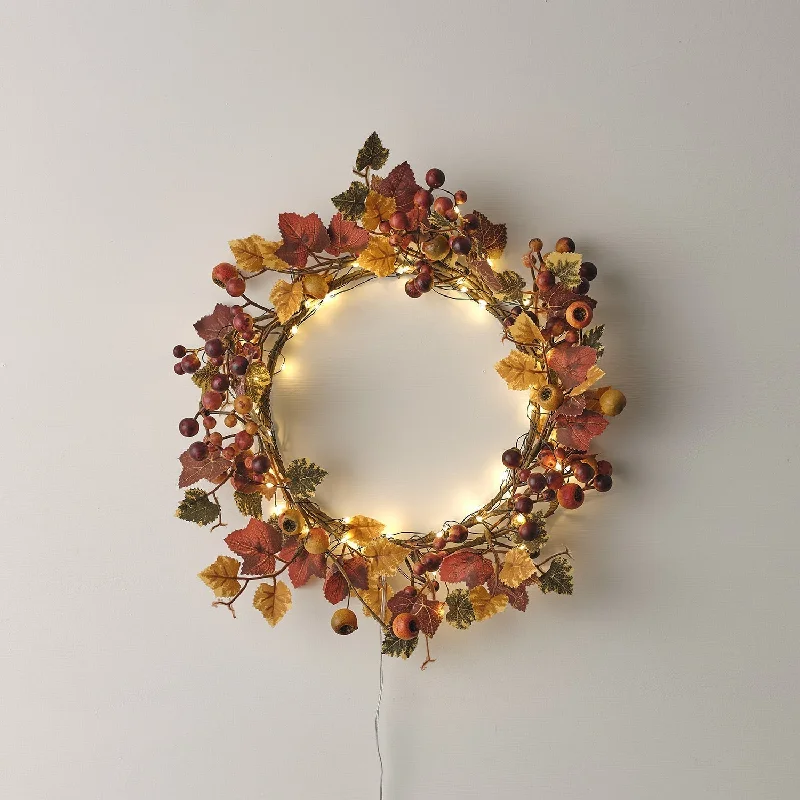 String Lights for Hotel Courtyard Lighting40cm Autumnal Berry Wreath Micro Light Bundle