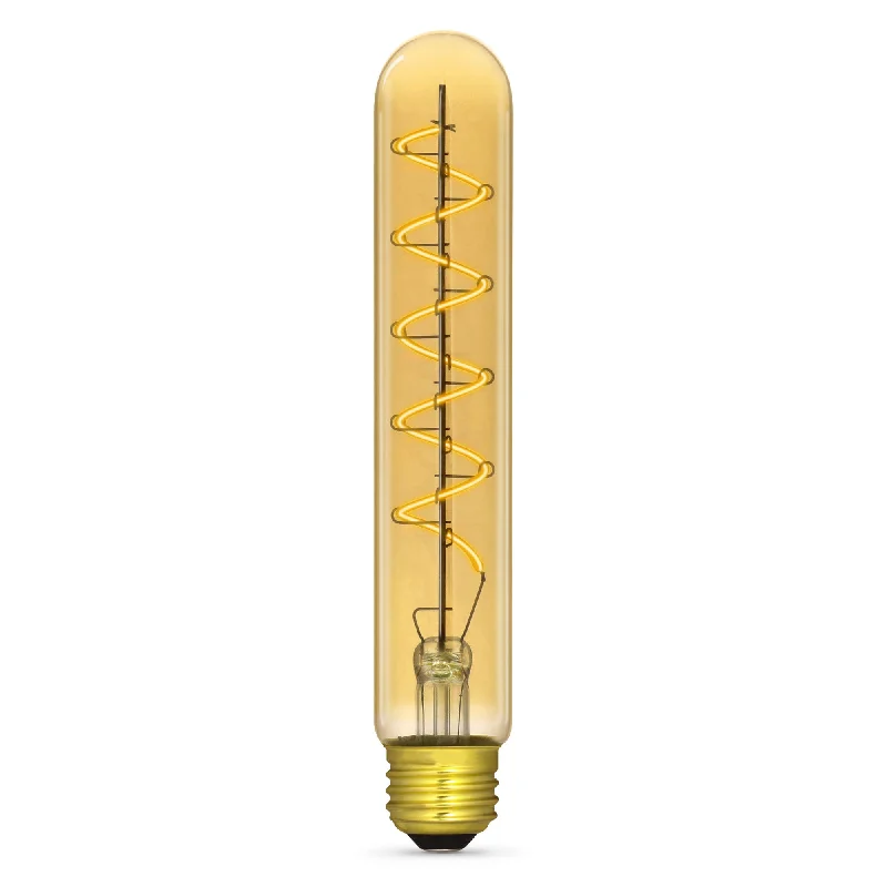 Edison light bulbs with antique finish4.5W (40W Replacement) T10 E26 Dimmable Spiral Filament Amber Glass Vintage Edison LED Light Bulb, Soft White Edison light bulbs with antique finish4.5W (40W Replacement) T10 E26 Dimmable Spiral Filament Amber Glass Vintage Edison LED Light Bulb, Soft White