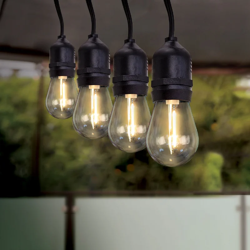 String Lights for Outdoor Dining Areas1W (11W Equivalent) Warm White (2200K) S14 Base (E26 Replacement) LED Exposed Filament String Light Bulb Replacement (12-Pack) String Lights for Outdoor Dining Areas1W (11W Equivalent) Warm White (2200K) S14 Base (E26 Replacement) LED Exposed Filament String Light Bulb Replacement (12-Pack)