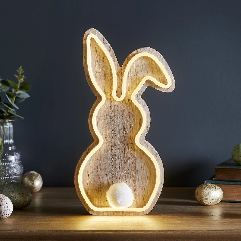 String Lights for Porch LightingWooden Bunny Neon Light