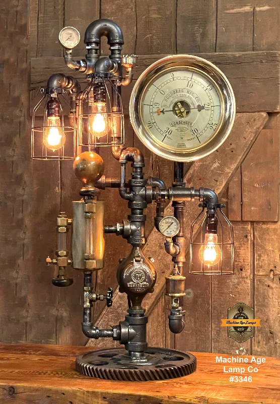 Shock - Resistant Industrial Lighting for Vibrating Machinery AreasSteampunk Industrial / Steam Gauge Lamp / Nordberg Gauge WI / Oiler / Lamp #3346 Shock - Resistant Industrial Lighting for Vibrating Machinery AreasSteampunk Industrial / Steam Gauge Lamp / Nordberg Gauge WI / Oiler / Lamp #3346