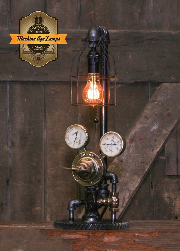 Dimmable Industrial Lighting for Ambiance ControlSteampunk Industrial Lamp / Antique Welding Regulator / Gear / Chicago / Lamp #4032 sold Dimmable Industrial Lighting for Ambiance ControlSteampunk Industrial Lamp / Antique Welding Regulator / Gear / Chicago / Lamp #4032 sold