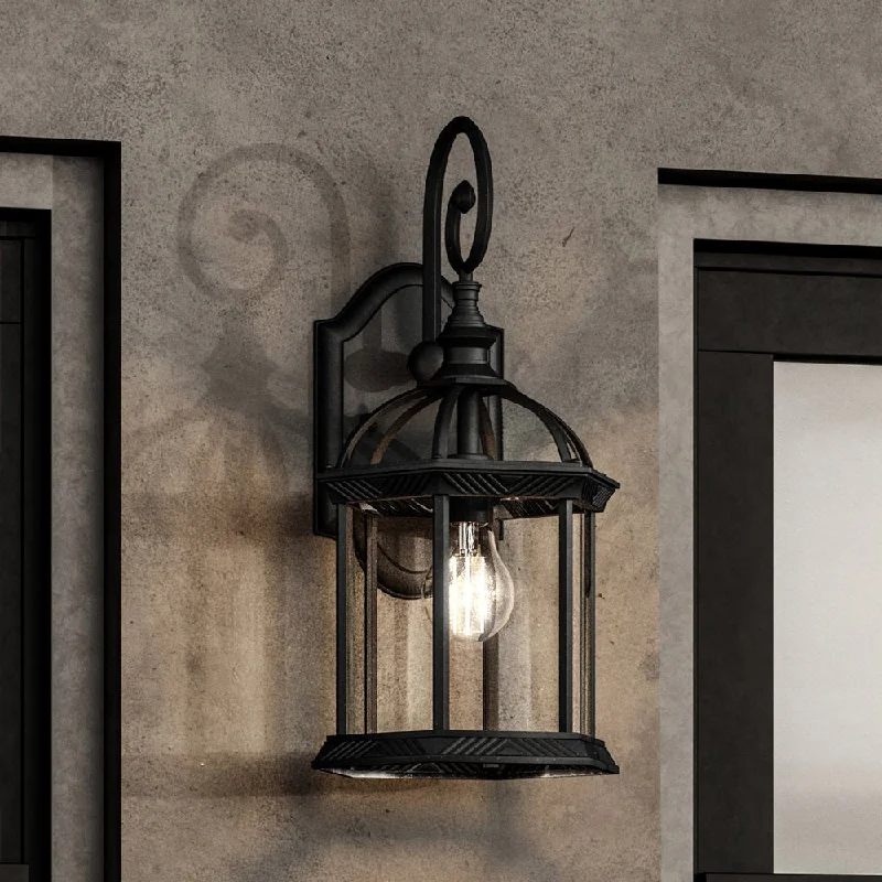 Industrial Area Lighting for Large Open SpacesUHP1377 Transitional Outdoor Wall Sconce 18.125''H x 9.75''W, Midnight Black Finish, Greensboro Collection Industrial Area Lighting for Large Open SpacesUHP1377 Transitional Outdoor Wall Sconce 18.125''H x 9.75''W, Midnight Black Finish, Greensboro Collection