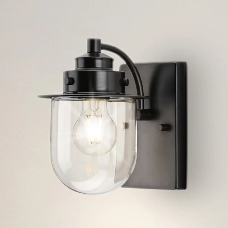 Industrial Lighting for Furniture FactoriesUHP4742 Nautical Indoor Bath Light, 8''H x 7-1/2"W x 5-7/8''D, Matte Black Finish, Napoleon Collection Industrial Lighting for Furniture FactoriesUHP4742 Nautical Indoor Bath Light, 8''H x 7-1/2"W x 5-7/8''D, Matte Black Finish, Napoleon Collection