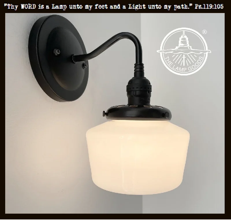 Durable Industrial Lighting for Harsh EnvironmentsSmall Schoolhouse Antique Milk Glass Wall Sconce Light