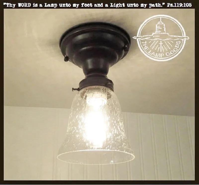 Adjustable Industrial Lighting for Flexible IlluminationSeeded Glass Shade Flush Lighting
