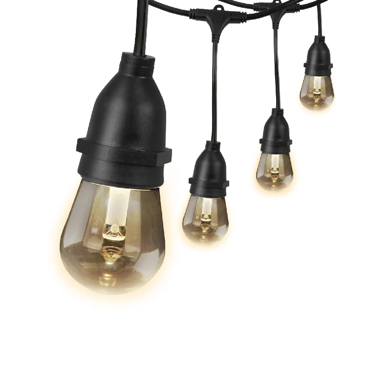 String Lights for Nursery Room Decor48 ft. Soft White (2200K) S14 (E26 Base) Amber Finish LED Weatherproof Filament String Lights (2-Pack)