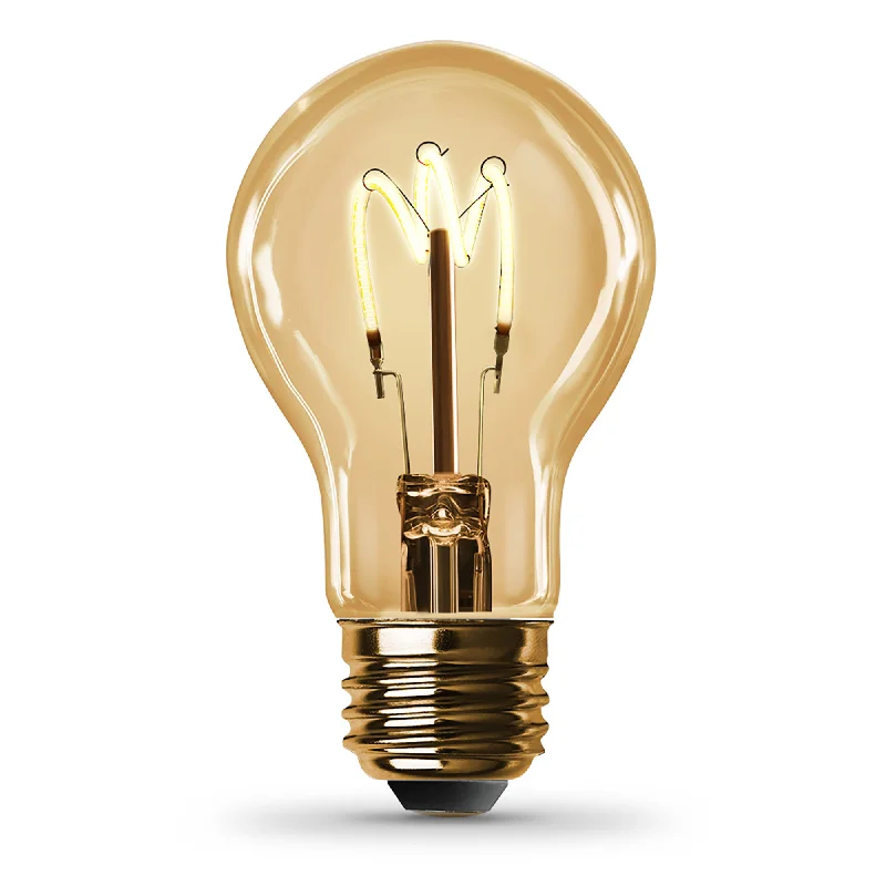 Vintage inspired LED Edison light bulbs4.5W (40W Replacement) AT19 E26 Curved Filament Amber Glass Vintage Edison LED Light Bulb, Warm White Vintage inspired LED Edison light bulbs4.5W (40W Replacement) AT19 E26 Curved Filament Amber Glass Vintage Edison LED Light Bulb, Warm White