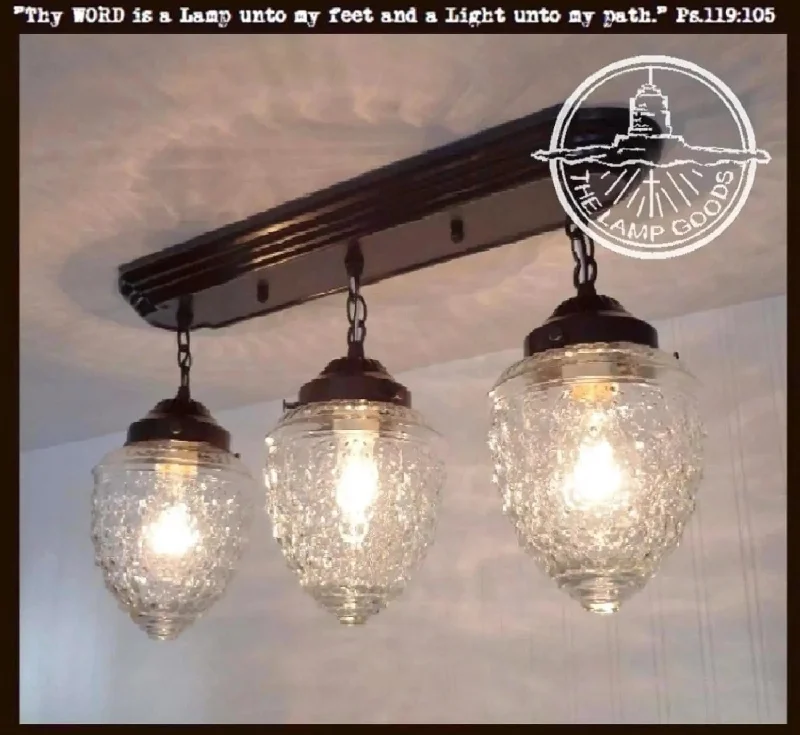 Color - Tunable Industrial Lighting for Special ApplicationsAntique Glass Ceiling Light Rectangular Chain Trio