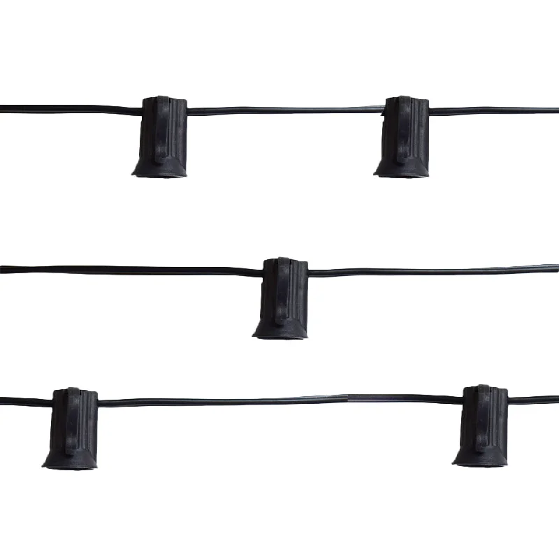String Lights for Nursery Room Decor(Cord Only) 21 FT | 10 Socket Outdoor Patio String Light Black Cord w/ E12 C7 Base String Lights for Nursery Room Decor(Cord Only) 21 FT | 10 Socket Outdoor Patio String Light Black Cord w/ E12 C7 Base