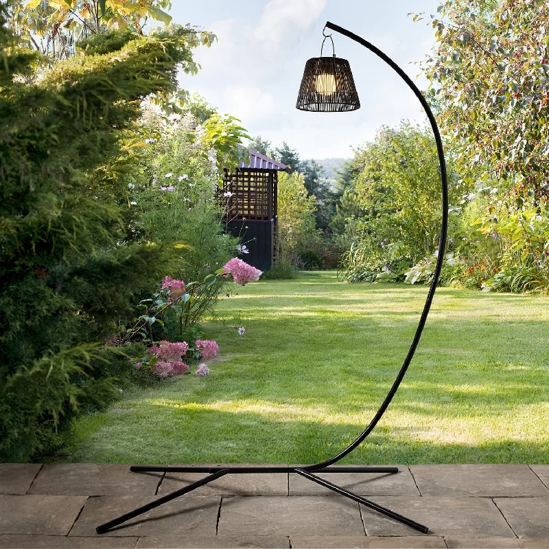 String Lights with Edison Bulbs for Rustic AmbianceBlack Wicker Pendant Light & Stand Bundle