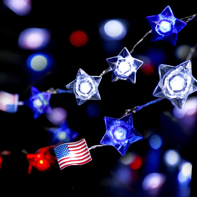 Twinkling String Lights for a Magical AtmosphereBattery Powered Red Blue White Stars American Flag String Lights Twinkling String Lights for a Magical AtmosphereBattery Powered Red Blue White Stars American Flag String Lights