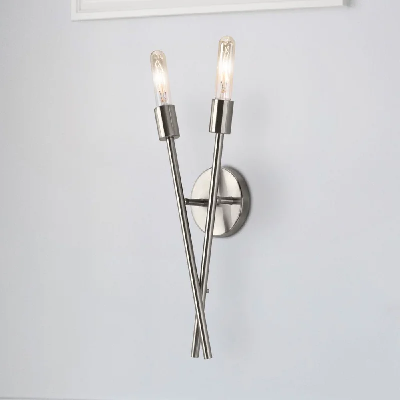 Industrial Lighting for Food Processing FactoriesUHP4428 Mid Century Modern Indoor Wall Sconce, 17-3/4''H x 3-7/8"W x 7-1/4''D, Brushed Nickel Finish, Miami Collection Industrial Lighting for Food Processing FactoriesUHP4428 Mid Century Modern Indoor Wall Sconce, 17-3/4''H x 3-7/8"W x 7-1/4''D, Brushed Nickel Finish, Miami Collection
