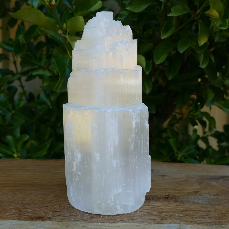 Natural Himalayan Salt Lamps with Soft GlowSelenite Tower Lamp - Small