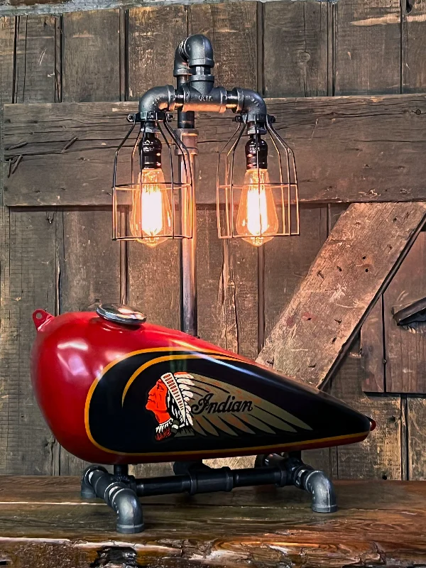 Industrial Lighting for Woodworking FactoriesSteampunk Industrial / 1938 Indian Scout Gas Tank Lamp / Motorcycle Lamp #4007 Industrial Lighting for Woodworking FactoriesSteampunk Industrial / 1938 Indian Scout Gas Tank Lamp / Motorcycle Lamp #4007