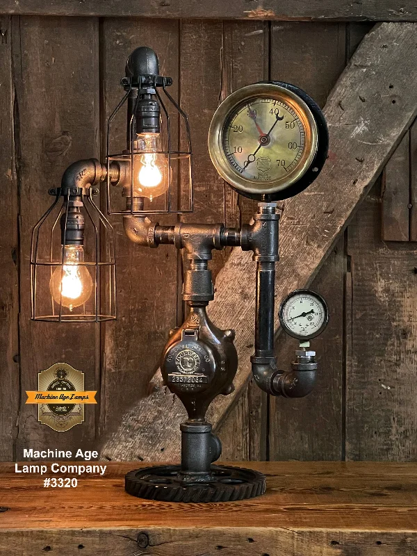 Industrial Ceiling - Mounted Lighting for Assembly PlantsSteampunk Industrial Machine Age Lamp / Steam Gauge / Gear / Steam Gauge / Lamp #3320 Industrial Ceiling - Mounted Lighting for Assembly PlantsSteampunk Industrial Machine Age Lamp / Steam Gauge / Gear / Steam Gauge / Lamp #3320