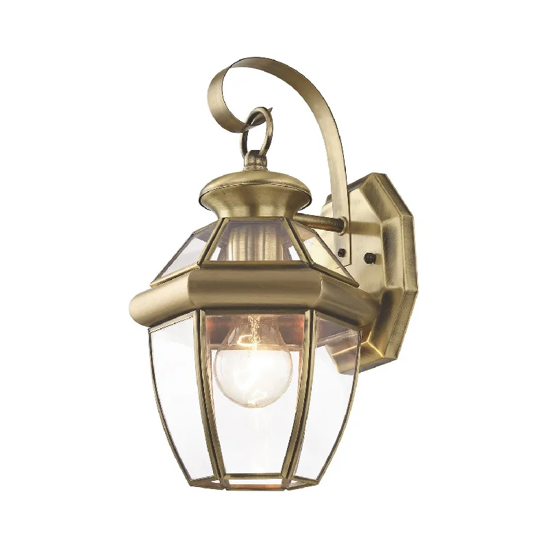 rustic farmhouse wall lamps with wooden accents for cozy bedroomsMonterey 1-Light Outdoor Wall Lantern