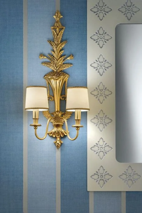 bohemian wall lamps with colorful glass for an eclectic hallwaySolid Brass Double Wall Light