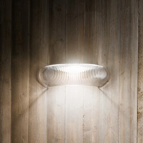 metal wall lamps with a matte black finish for a sleek and modern lookModern Murano Clear Glass Ribbed Wall Light