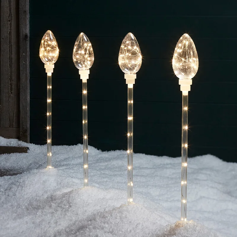 Solar - Powered String Lights for Energy - Saving BackyardsSet of 4 Warm White C9 Bulb Christmas Path Lights Solar - Powered String Lights for Energy - Saving BackyardsSet of 4 Warm White C9 Bulb Christmas Path Lights
