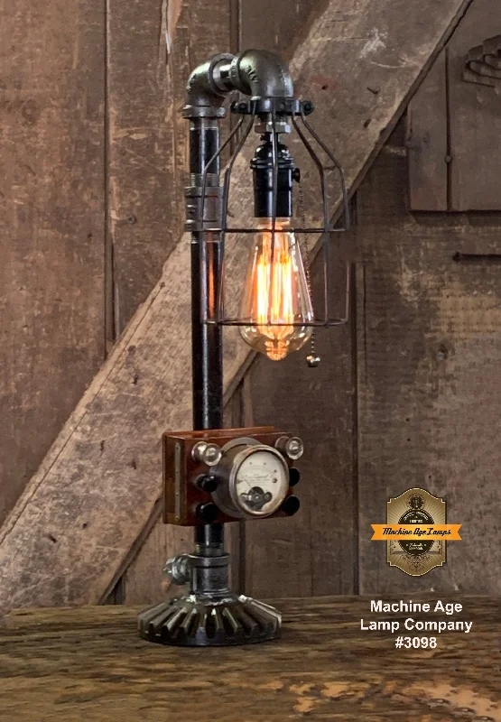 Dust - Resistant Industrial Lighting for Dirty WorkspacesSteampunk Industrial / Antique Electrical Meter / Gear / Lamp / #3098 Dust - Resistant Industrial Lighting for Dirty WorkspacesSteampunk Industrial / Antique Electrical Meter / Gear / Lamp / #3098