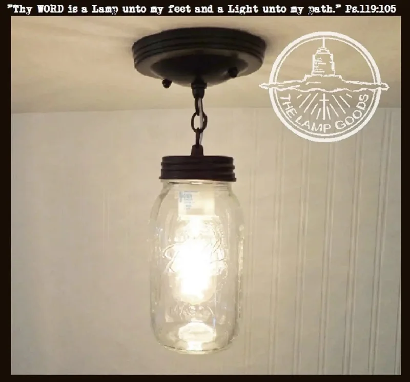 Dimmable Industrial Lighting for Ambiance ControlMason Jar Ceiling LIGHT With Chain & NEW Quart Dimmable Industrial Lighting for Ambiance ControlMason Jar Ceiling LIGHT With Chain & NEW Quart