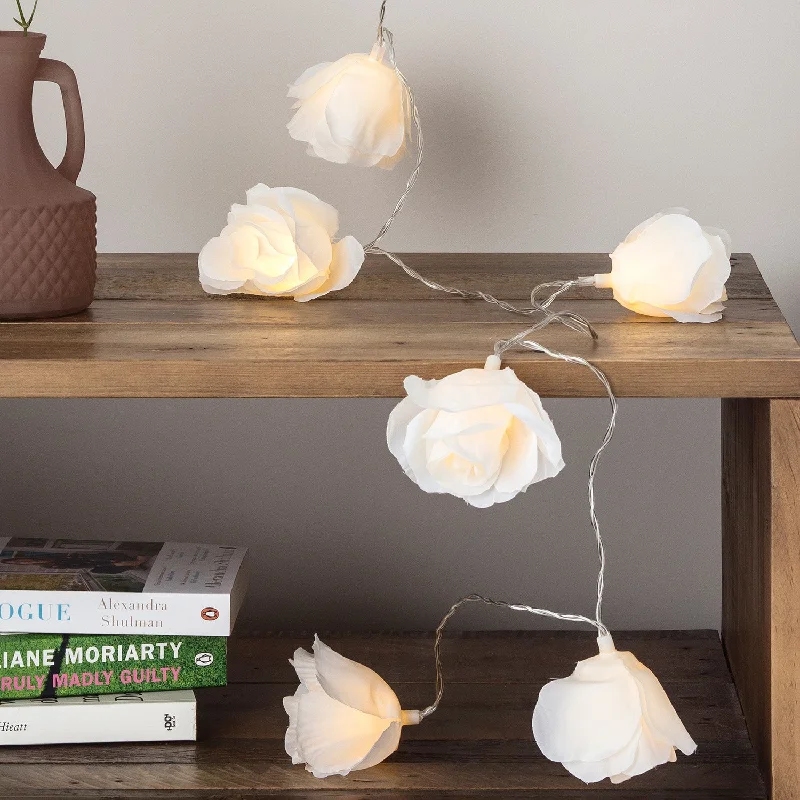 String Lights for Restaurant Outdoor Seating20 Warm White LED Juliet Rose Fairy Lights