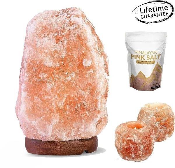 Salt Lamps with Adjustable Dimmer SwitchHimalayan Crystal Rock Salt Lamp 2-3 kg with 2 Candle Holders & Bath Salt