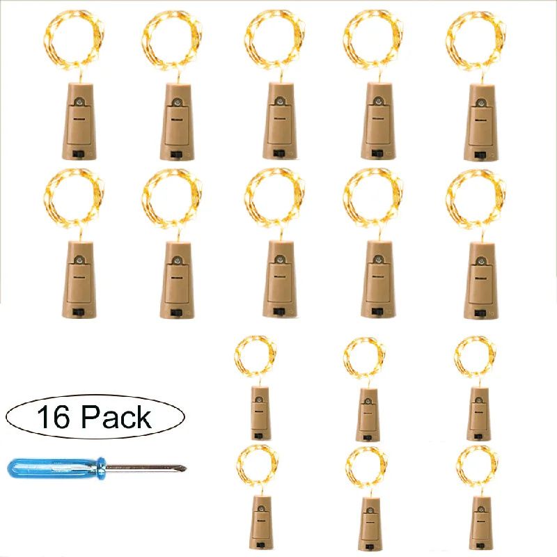 Color - Changing LED String Lights for Christmas Decor16 Packs Wine Bottle Lights with Cork, Battery Operated 20 LED Cork Shape Silver Wire Fairy Mini String Lights Color - Changing LED String Lights for Christmas Decor16 Packs Wine Bottle Lights with Cork, Battery Operated 20 LED Cork Shape Silver Wire Fairy Mini String Lights