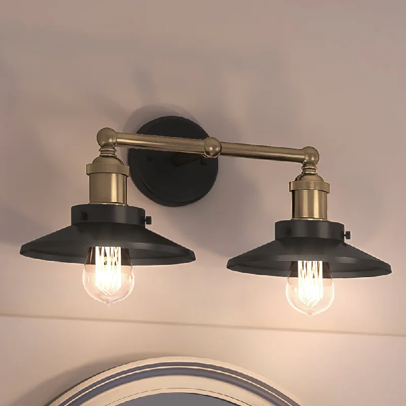 Industrial Lighting for Textile MillsUEX2441 New Traditional Bath Light 8''H x 18''W, Antique Brass & Graphite Finish, Sanford Collection Industrial Lighting for Textile MillsUEX2441 New Traditional Bath Light 8''H x 18''W, Antique Brass & Graphite Finish, Sanford Collection