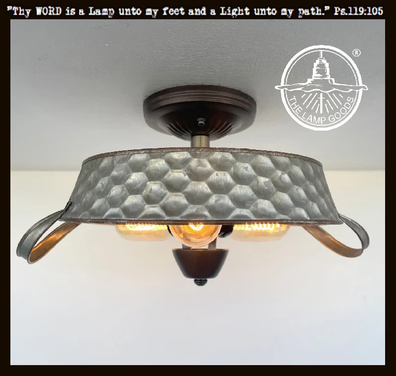 Dust - Resistant Industrial Lighting for Dirty WorkspacesFlat Rustic Tub Ceiling Light Galvanized Beehive Dust - Resistant Industrial Lighting for Dirty WorkspacesFlat Rustic Tub Ceiling Light Galvanized Beehive