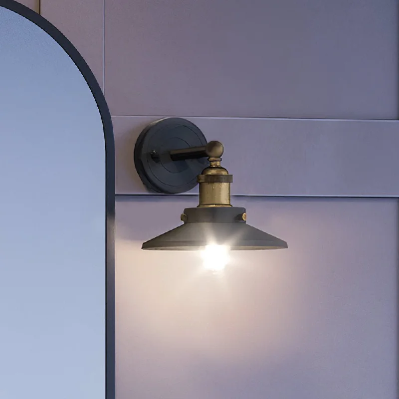 Dimmable Industrial Lighting for Ambiance ControlUEX2440 New Traditional Wall Sconce 8''H x 8''W, Antique Brass & Graphite Finish, Sanford Collection