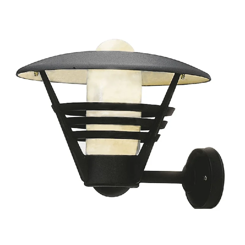 art deco wall lamps with geometric patterns for a retro - inspired bathroomGemini Wall Light E27 IP23 - Matt Black/White