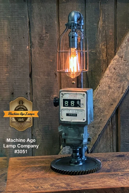 Industrial Wall - Mounted Lighting for Workshop WallsSteampunk Industrial / Steam Gauge Lamp / Tokheim Gas Pump Meter / Automotive Service Station / Lamp #3051