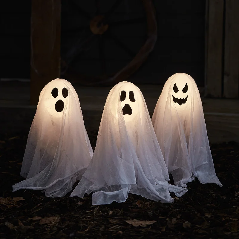 Battery - Operated String Lights for Indoor Use3 Ghost Garden Stake Lights