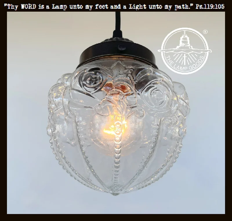 Industrial Pendant Lighting for Machine ShopsEmbossed Antique Glass Globe PENDANT Lights