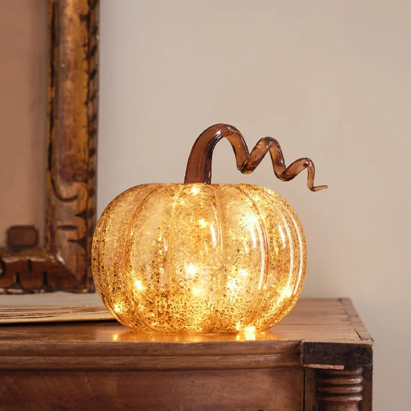 String Lights for Camping TripsAmber Mercury Glass Light Up Pumpkin Decoration