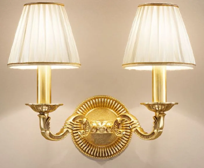 wood wall lamps with natural grain for a warm and organic feelTraditional Wall Light With Shades