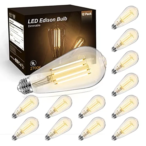 UL listed Edison light bulbsDAYBETTER LED Light Bulbs 60 Watt Equivalent, Dimmable Edison Bulbs 60 Watt LED with 80+ CRI, Warm White 2700K LED Filament Light Bulbs, 8W ST58 Vintage E26 Edison Bulb, Clear Glass, 800LM, 12 Packs UL listed Edison light bulbsDAYBETTER LED Light Bulbs 60 Watt Equivalent, Dimmable Edison Bulbs 60 Watt LED with 80+ CRI, Warm White 2700K LED Filament Light Bulbs, 8W ST58 Vintage E26 Edison Bulb, Clear Glass, 800LM, 12 Packs