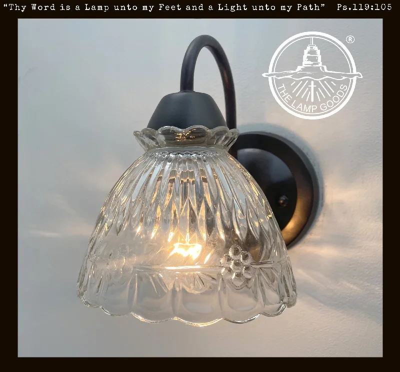 Industrial Lighting for Metal Fabrication ShopsSCALLOPED CUT 1960's Glass Wall Sconce Light Fixture Industrial Lighting for Metal Fabrication ShopsSCALLOPED CUT 1960's Glass Wall Sconce Light Fixture