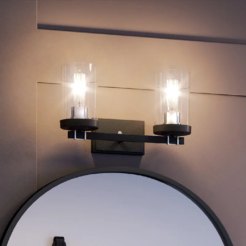 Industrial Lighting with High CRI (Color Rendering Index) for True Color PerceptionUEX2601 Luxe Industrial Bath Light 9''H x 15''W, Polished Chrome & Charcoal Finish, Hampton Collection Industrial Lighting with High CRI (Color Rendering Index) for True Color PerceptionUEX2601 Luxe Industrial Bath Light 9''H x 15''W, Polished Chrome & Charcoal Finish, Hampton Collection