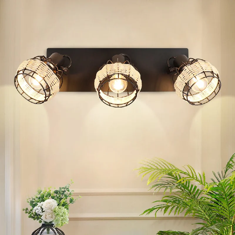 coastal style wall lamps with nautical elements for beachfront homesDepuley Rustic Metal and Rattan 3-Light Wall Light, with Variable Direction Lampshade coastal style wall lamps with nautical elements for beachfront homesDepuley Rustic Metal and Rattan 3-Light Wall Light, with Variable Direction Lampshade