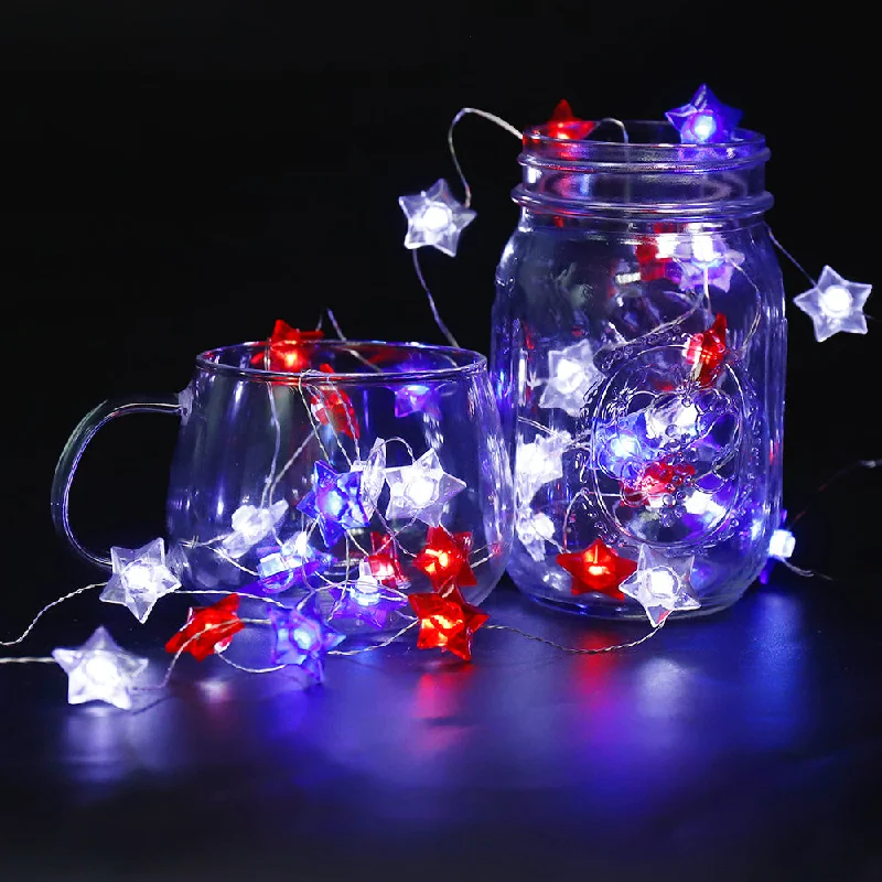 String Lights for Restaurant Outdoor SeatingBattery Operated Red, White & Blue Star Fairy Lights String Lights for Restaurant Outdoor SeatingBattery Operated Red, White & Blue Star Fairy Lights