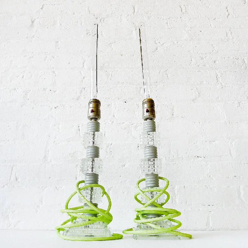 Lava Lamps for Antique Stores to Blend with the Retro Charm30% SALE - Pair of Art Deco Tower Table Lamps Electric Crystal Ice Twin Lighting Lava Lamps for Antique Stores to Blend with the Retro Charm30% SALE - Pair of Art Deco Tower Table Lamps Electric Crystal Ice Twin Lighting