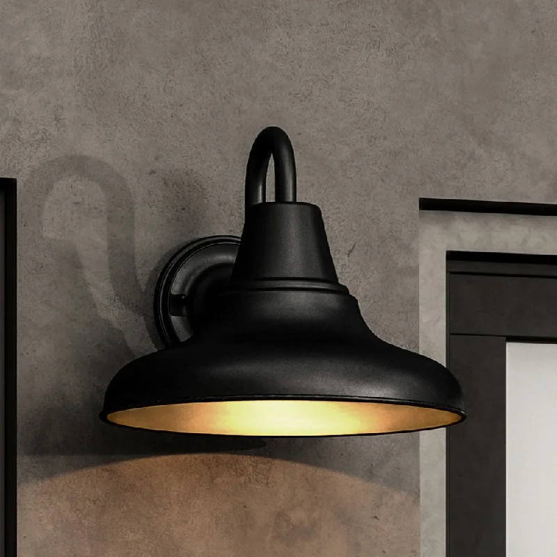 Industrial Flood Lighting for Outdoor Loading DocksUHP1363 Industrial Outdoor Wall Sconce 10.5''H x 12''W, Midnight Black Finish, Pittsburgh Collection Industrial Flood Lighting for Outdoor Loading DocksUHP1363 Industrial Outdoor Wall Sconce 10.5''H x 12''W, Midnight Black Finish, Pittsburgh Collection