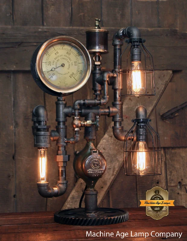 Industrial Lighting for Pharmaceutical ManufacturingSteampunk Industrial / Steam Gauge Lamp / Gear / Cleaveland Ohio / Lamp #3955 Industrial Lighting for Pharmaceutical ManufacturingSteampunk Industrial / Steam Gauge Lamp / Gear / Cleaveland Ohio / Lamp #3955