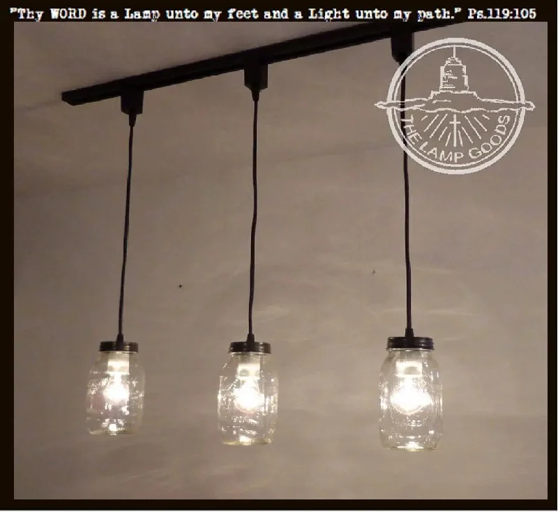 Industrial Lighting for Textile MillsMason Jar Track Lighting PENDANT Trio