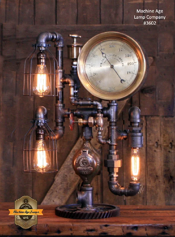Waterproof Industrial Lighting for Wet AreasSteampunk Industrial / Steam Gauge Lamp / W.M. Bros Boiler / Mineapolis / Gear / Lamp #3557 Waterproof Industrial Lighting for Wet AreasSteampunk Industrial / Steam Gauge Lamp / W.M. Bros Boiler / Mineapolis / Gear / Lamp #3557