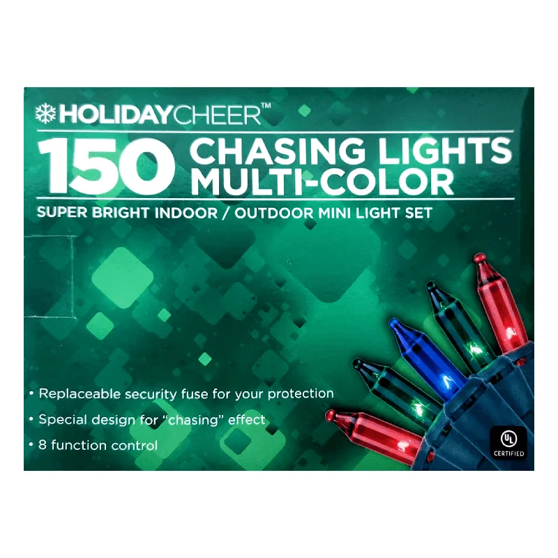 Twinkling String Lights for a Magical AtmosphereHoliday Cheer 150 Pcs. Chasing Lights Multi-Color